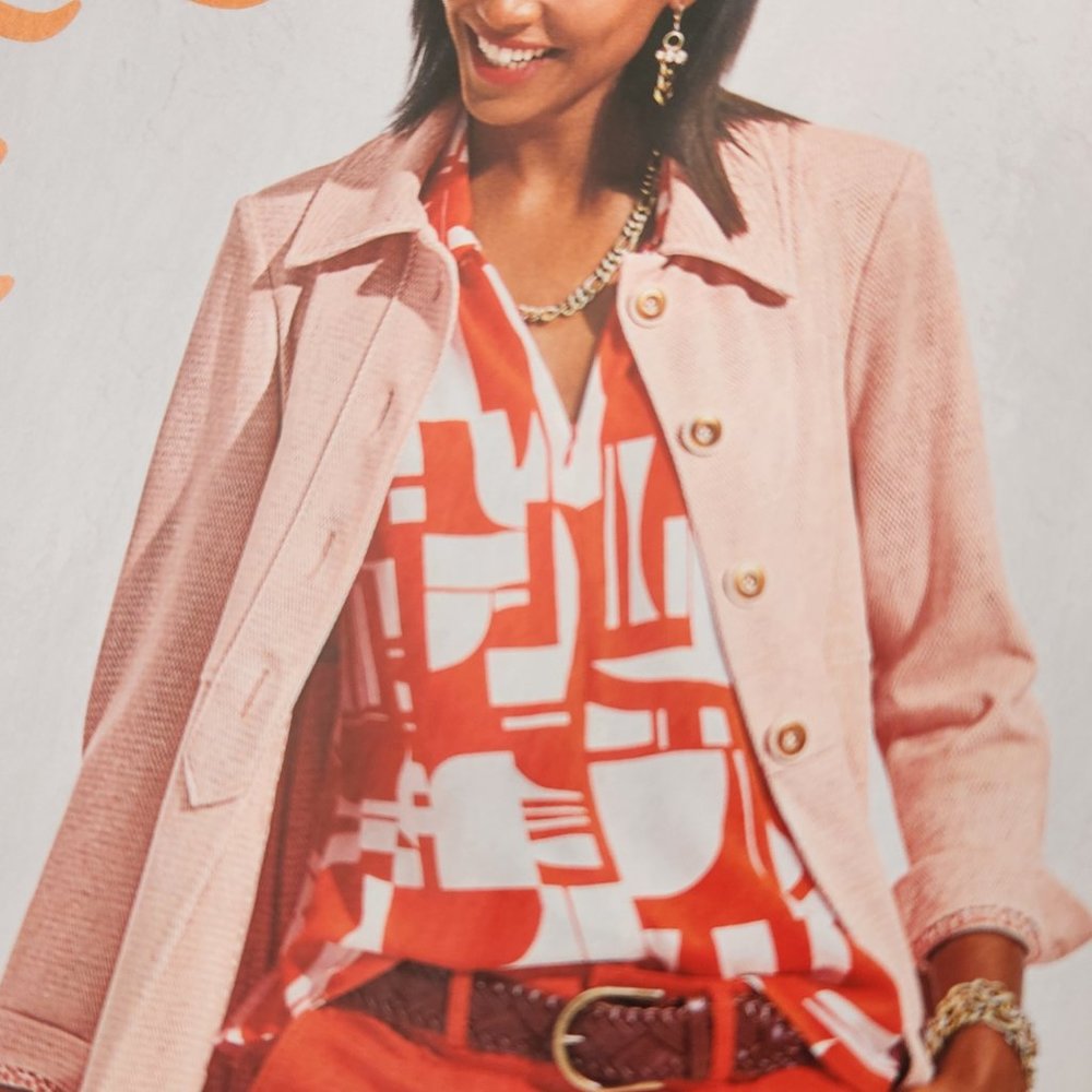 CAbi Kelly Top orange and white sleeveless NWT Spring 2022